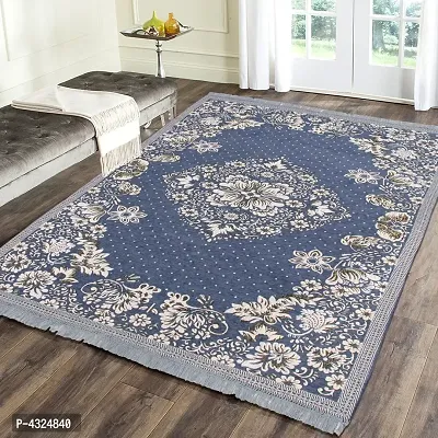 Beautiful Grey Self Pattern Chenille And Polyester Weaved Carpet 6X4 Feet