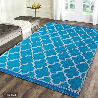 Beautiful Blue Self Pattern Chenille And Cotton Weaved Carpet
 - 6X4 Feet (Made In India )-thumb0