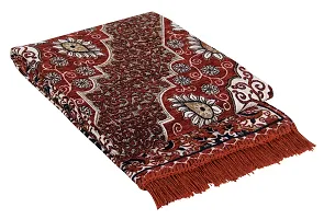 Beautiful Red Self Pattern Chenille And Cotton Weaved Carpet - 6X4 Feet (Made In India )-thumb1