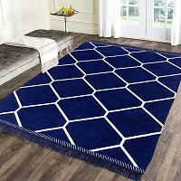 Beautiful Blue Self Pattern Chenille And Cotton Weaved Carpet
 - 6X4 Feet (Made In India )-thumb1