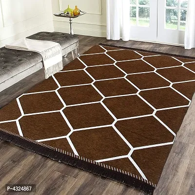 Beautiful Brown Self Pattern Chenille And Cotton Weaved Carpet - 6X4 Feet (Made In India )