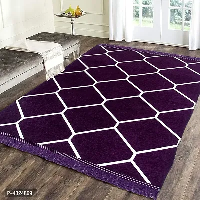 Beautiful Purple Self Pattern Chenille And Cotton Weaved Carpet 6X4 Feet