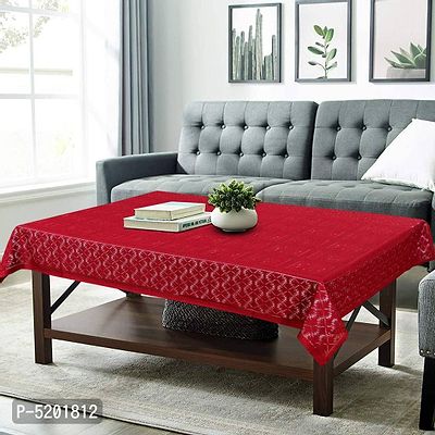 Stylish Maroon Polyester Crocheted Table Cloth- 4 Seater