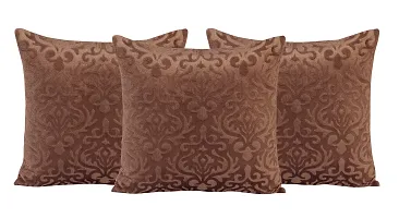 Comfortable Velvet Embossed Beautiful Designed Set Of 3 Cushion Covers And 2 Bolster Covers-thumb1