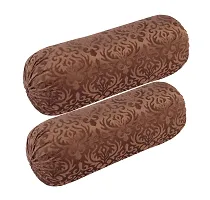 Comfortable Velvet Embossed Beautiful Designed Set Of 3 Cushion Covers And 2 Bolster Covers-thumb2