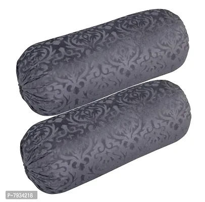 Comfortable Velvet Embossed Beautiful Designed Set Of 3 Cushion Covers And 2 Bolster Covers-thumb2
