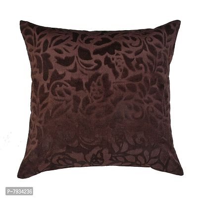 Comfortable Coffee Velvet Embossed Beautiful Designed Square Shaped Cushion Covers- Pack Of 5-thumb2