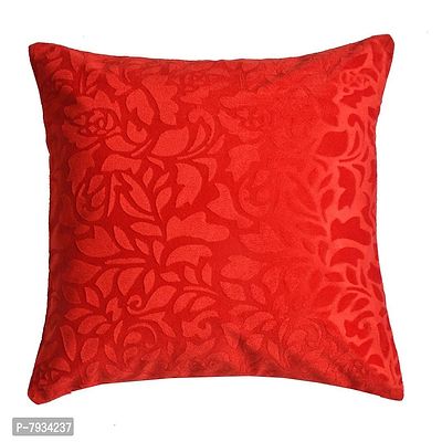 Comfortable Red Velvet Embossed Beautiful Designed Square Shaped Cushion Covers- Pack Of 5-thumb2