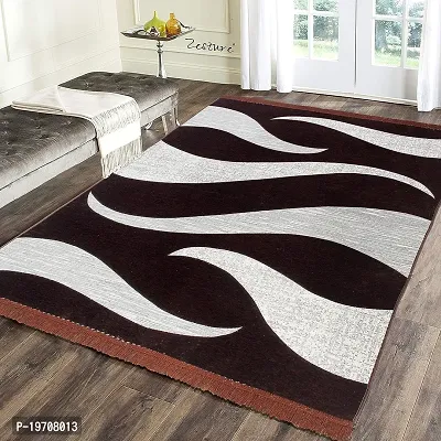 Zesture Bring Home Chenille Carpet Rug Runner for living Room and Carpets for Home Bedroom/Living Area/Home with Anti Slip Backing (Black, 5 Feet x 7 Feet) Brown-thumb0