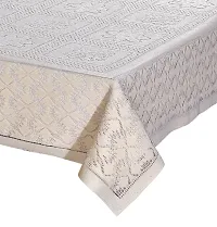 Zesture Premium Weaved Heat Resistant Geometric Net Fabric Table Cover (Center Table Cover, Cream)-thumb1