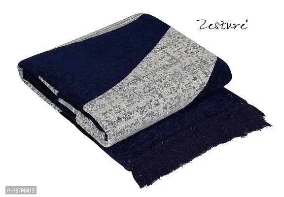 Zesture Bring Home Chenille Carpet Rug Runner for living Room and Carpets for Home Bedroom/Living Area/Home with Anti Slip Backing (Black, 5 Feet x 7 Feet) Blue-thumb2