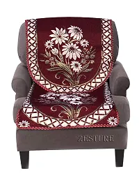 Zesture Home Jacquard Weaved Maroon Floral Design Protective 6 Piece Sofa Covers and Chair Cover Slip Cover Set (3+1+1)-thumb2