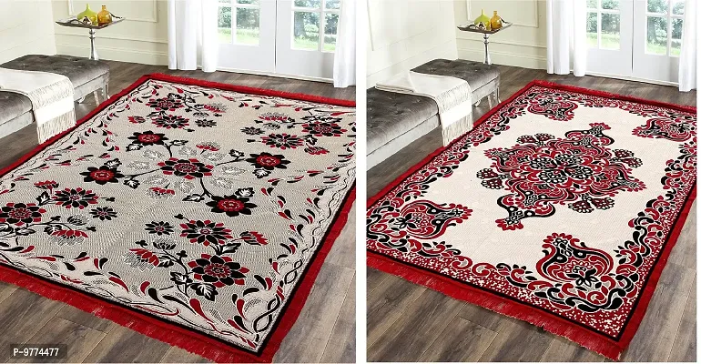 Designer Multicoloured Woven Jute Cotton  Carpets Combo Pack Of 2-thumb0