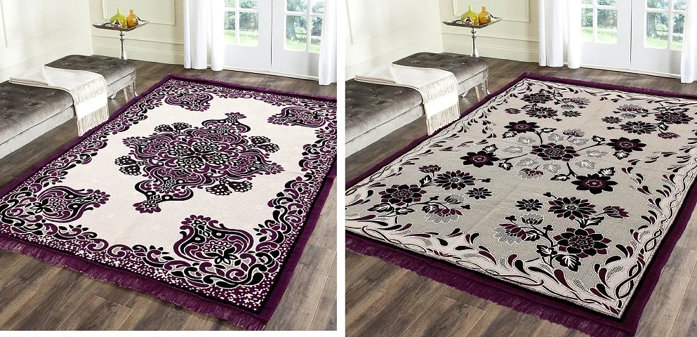 Combo Pack Of 2- Designer Multicoloured Woven Jute Cotton Carpets