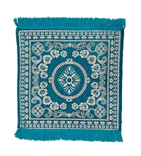 Zesture 2x2 Ft Velvet Prayer Mat Premium Meditation Pooja Rug -Aqua_3-thumb4