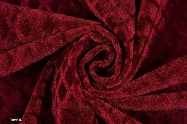 Zesture Premium Embossed Velvet Pixel Design 6 Piece Diwan Set -(1 Single Bedsheet, 3 Cushions, 2 Bolster Covers) (Maroon)-thumb3