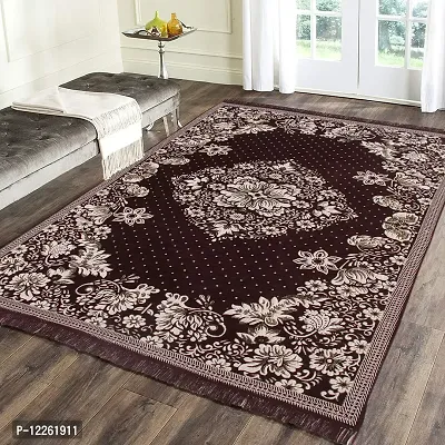 Braids Zesture Home Chenille 6D Floral Design Multipurpose Praying Modern Carpet -Brown 138 cm x 183 cm-thumb0