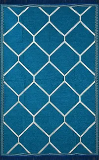 Zesture Bring Home chennille Jacquard Weaved Geometrical Chenille Multipurpose Area Rug (4.5 ft x 6 ft, Aqua)-thumb1