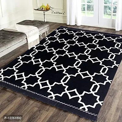 Zesture Premium Flat Weave Geometric Collection Multipurpose Living Room Bedroom Area Rug Carpet dhurrey with Tassles (4.5 FT x FT, Wine)-thumb0