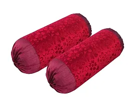 Zesture Bring Home Polyester, Polyester Blend 3D Embossed Velvet Touch Diwan (Diwan Bedsheet, 3 Cushion Covers, 2 Bolster Covers, Standard, Maroon) -Set of 6 Pieces-thumb2
