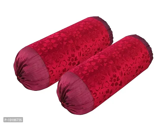 Zesture Bring Home Polyester, Polyester Blend 3D Embossed Velvet Touch Diwan (Diwan Bedsheet, 3 Cushion Covers, 2 Bolster Covers, Standard, Maroon) -Set of 6 Pieces-thumb3