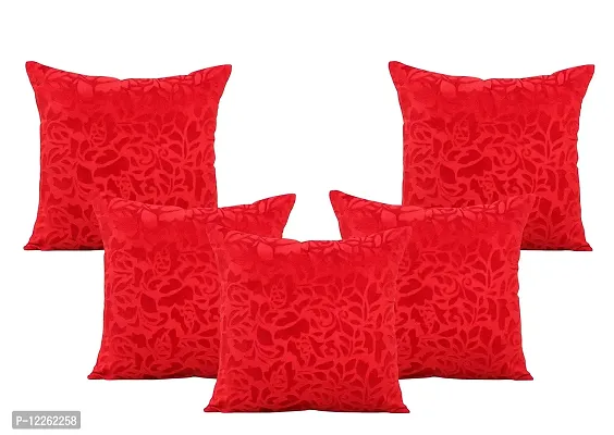 Zesture Premium 3D Embossed Cushion Covers Set of 5 - 40 cms x 40 cms (Red)-thumb2