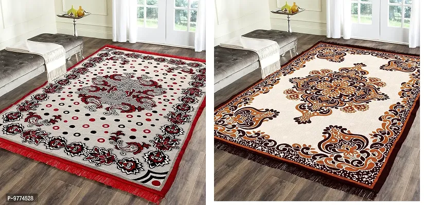 Designer Multicoloured Woven Jute Cotton  Carpets Combo Pack Of 2