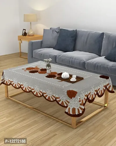 Zesture Luxurious Net Fabric Floral Print Rectangle Tablecloth for Indoors and Outdoors Table Cover (Center Table, Brown)
