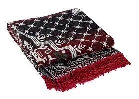 Zesture Premium Chenille Jacquard Weaved Carpet , Area Rug , Dhurries- $.5 ft x 6 ft (Mehroon -Black)-thumb2