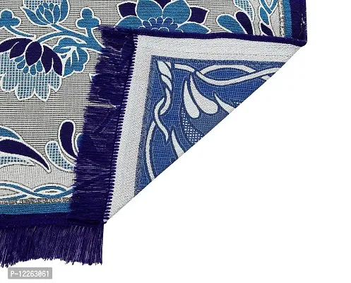 Braids Zesture Polycotton Floral Design Multipurpose Foldable Modern Carpet - (4.5 ft x 6 ft, Aqua Blue)-thumb2