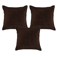Zesture Premium Embossed Velvet Pixel Design 6 Piece Diwan Set -(1 Single Bedsheet, 3 Cushions, 2 Bolster Covers) (Diwan Set (1+2+3), Dark Brown)-thumb2