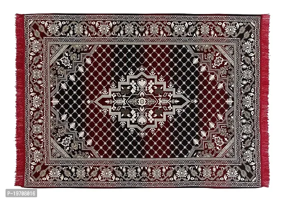 Zesture Bring Home Chenille Carpet Rug Runner for living Room and Carpets for Home Bedroom/Living Area/Home with Anti Slip Backing (Black, 5 Feet x 6 Feet) Maroon-thumb2