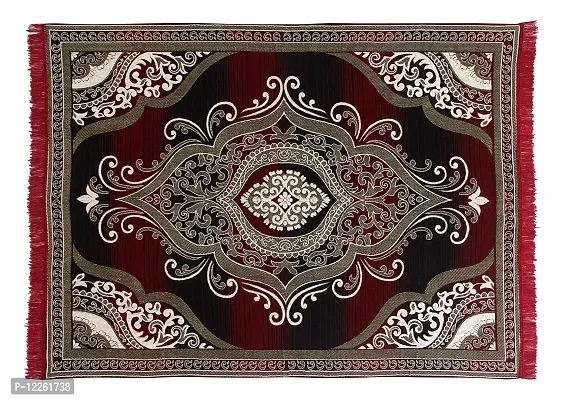 Zesture Bring Home Floral Traditional Rug (Mehroon, Black, Chenille, Standard)-thumb2