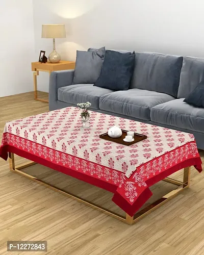 Zesture Luxurious Net Fabric Floral Print Rectangle Tablecloth for Indoors and Outdoors Table Cover- (Center Table, Maroon)