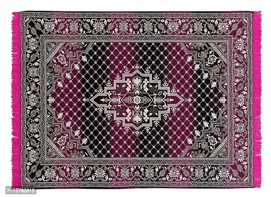 Zesture Bring Home Chenille Carpet Rug Runner for living Room and Carpets for Home Bedroom/Living Area/Home with Anti Slip Backing (Black, 5 Feet x 6 Feet) Pink-thumb2