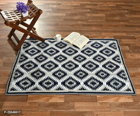 Designer Navy Blue Chenille Carpets Pack Of 2-thumb0