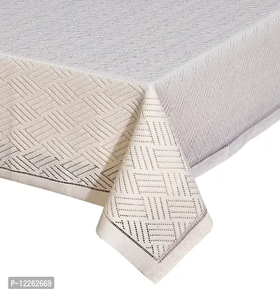 Zesture Premium Weaved Heat Resistant Geometric Net Fabric Table Cover (Center Table Cover, Cream)-thumb2