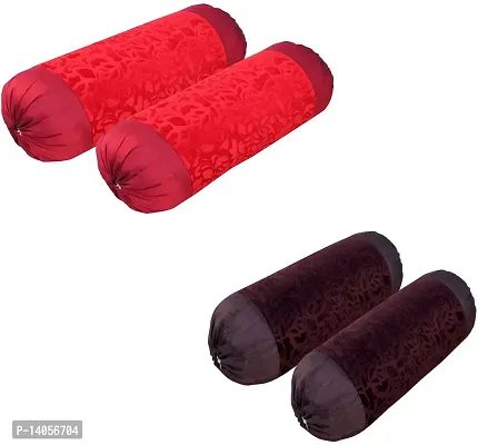 Stylish Fancy Velvet Bolsters Covers Pack Of 4-thumb0