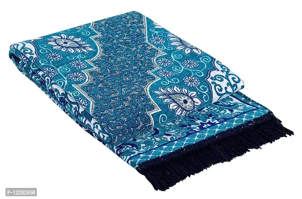 Zesture Bring Home Chenille Vintage Persian Design Jacquard Weaved Foldable Multipurpose Carpet (Aqua)-thumb3