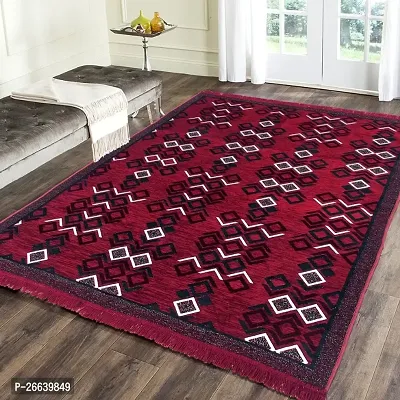 Designer Red Chenille Carpets Pack Of 2