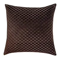 Zesture Premium Embossed Velvet Pixel Design 6 Piece Diwan Set -(1 Single Bedsheet, 3 Cushions, 2 Bolster Covers) (Diwan Set (1+2+3), Dark Brown)-thumb1