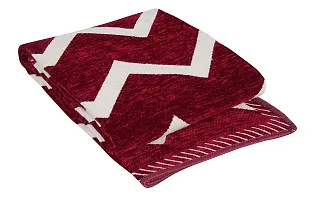 Braids Zesture Flat Weaved Chevron Design Foldable Multipurpose Living, Bedroom, Kitchen, Picnic, Praying Carpet - 5 Feet X 7 Feet (Maroon)-thumb2