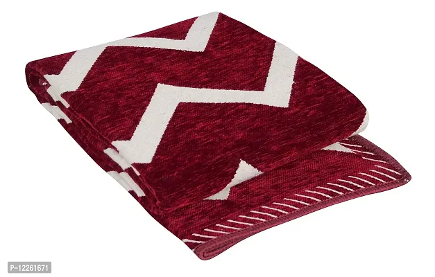 Braids Zesture Flat Weaved Chevron Design Foldable Multipurpose Living, Bedroom, Kitchen, Picnic, Praying Carpet - 5 Feet X 7 Feet (Maroon)-thumb3