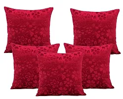 Zesture Premium 3D Embossed Cushion Covers 16 inch x 16 inch, Set of 5, (Maroon)-thumb1