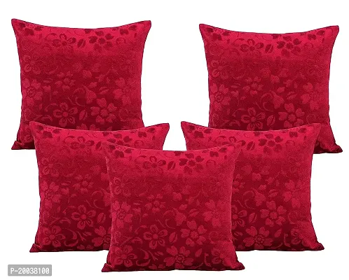 Zesture Premium 3D Embossed Cushion Covers 16 inch x 16 inch, Set of 5, (Maroon)-thumb2