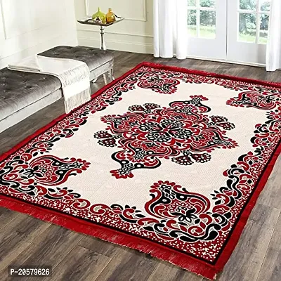 Zesture Premium Chenille Carpet for Living Room Carpet, Area Rug, Durries, Polycotton Abstract Design Multipurpose Foldable Modern Carpet (4.5 ft. x 6 ft. Multicolor)-thumb0