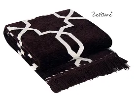 Zesture Bring Home Premium Flat Weave Chenille Geometric Collection Multipurpose Living Room, Bedroom Carpet with Tassels (4.5 FT x 6 FT, Black)-thumb1