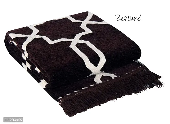 Zesture Bring Home Premium Flat Weave Chenille Geometric Collection Multipurpose Living Room, Bedroom Carpet with Tassels (4.5 FT x 6 FT, Black)-thumb2