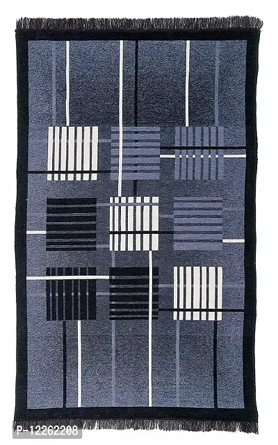 Braids Geometric Carpet (Black, Silver Grey, Chennile, 3 x 5)-thumb2