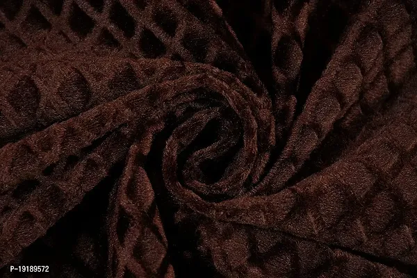 Zesture Premium Embossed Velvet Pixel Design 6 Piece Diwan Set -(1 Single Bedsheet, 3 Cushions, 2 Bolster Covers) (Diwan Set (1+2+3), Dark Brown)-thumb4